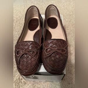 FRYE REGAN WOVEN MOCCASIN 6.5 BROWN